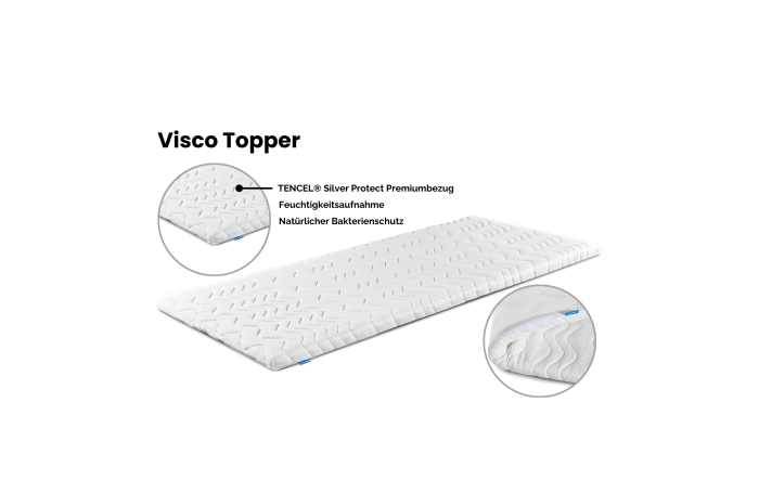 Visco Topper mit Bezug TENCEL®  Silver Protect